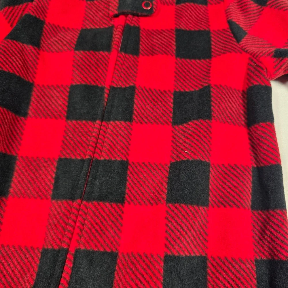 Carters Baby 12M Buffalo Plaid Fleece Footed Pajamas Moose Feet Red Black NWT